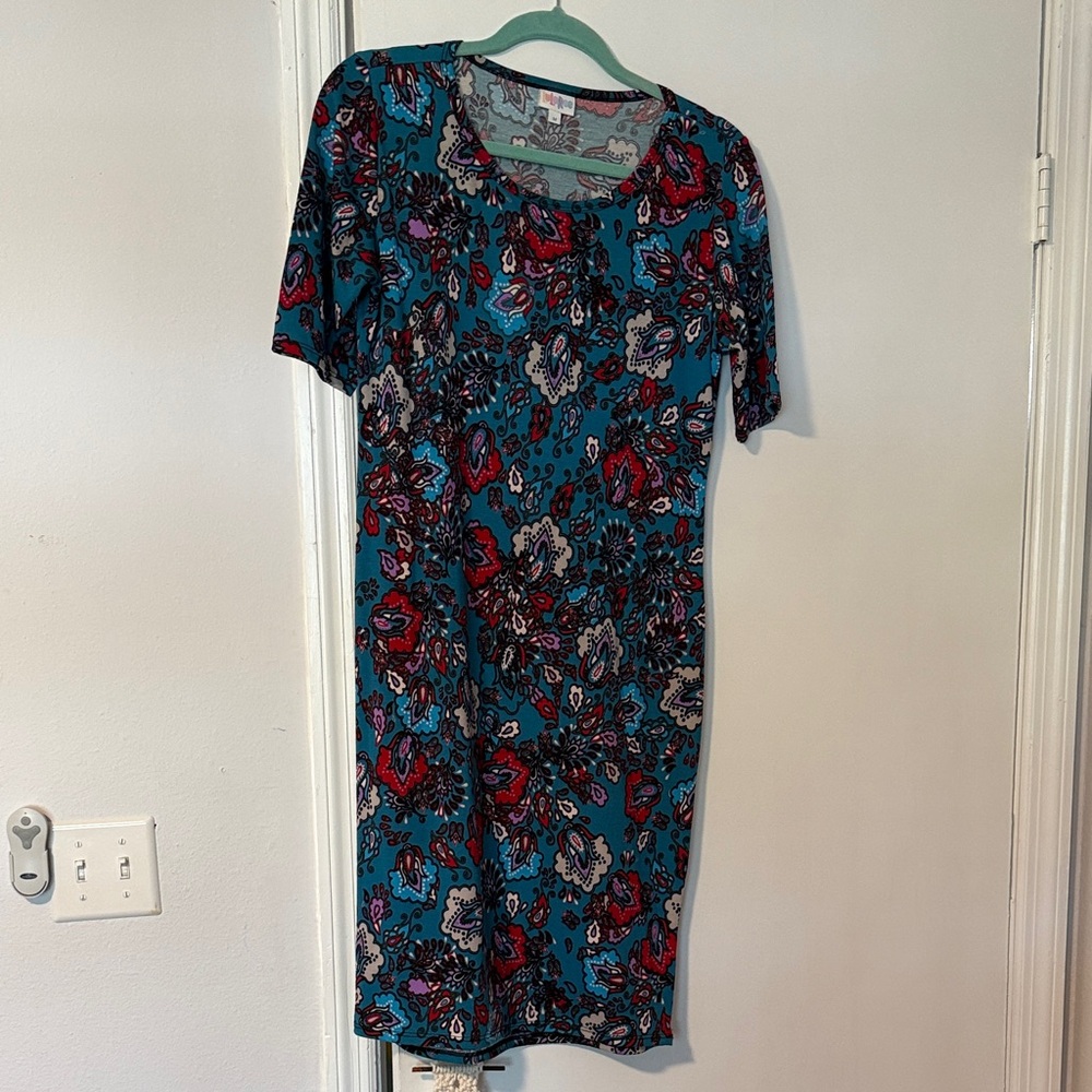 LuLaRoe Floral Print Teal Julia Dress
